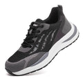 Men's black-grey electrician safety shoes with plastic toe cap and shoelace closure