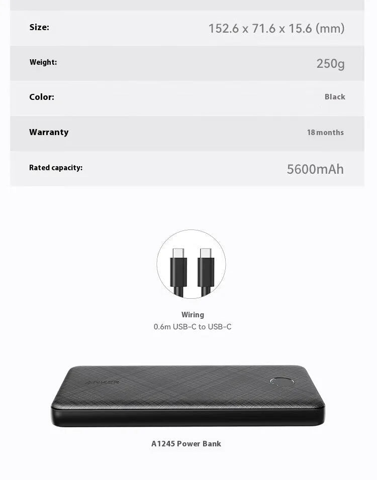 Power Bank PD20W 10000mAh dual port fast charging in industrial style colour A1245