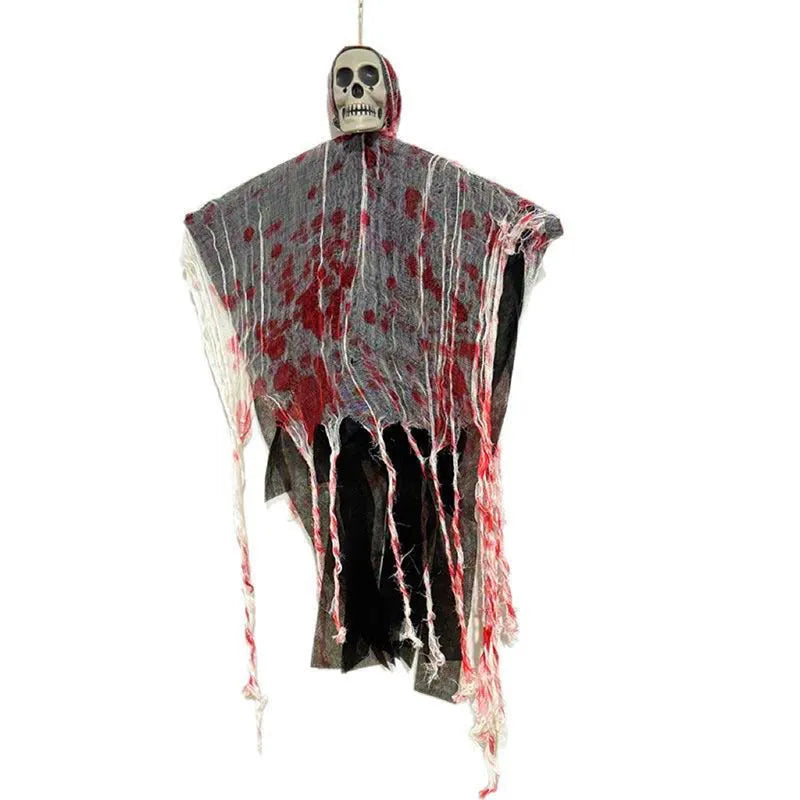 Blood-dyed luminous plastic skull hanging ghost Halloween decoration with glow-in-the-dark feature