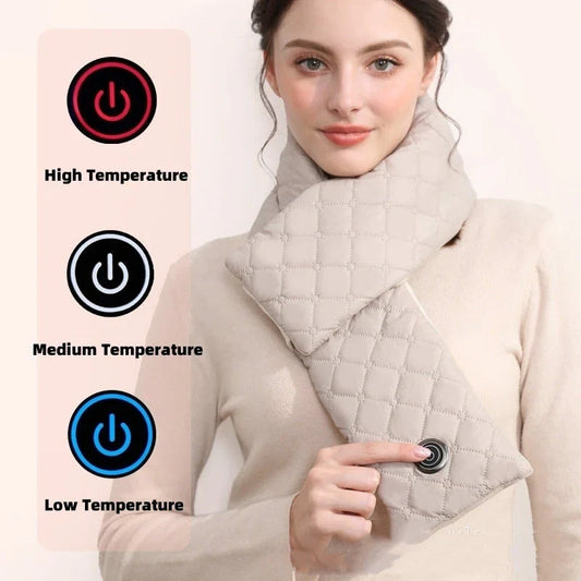 Premium electric heating scarf made of soft, luxurious velvet fabric with adjustable temperature control for cozy warmth