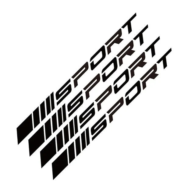 Hollow sports design car rim sticker in red, black, or white for wheels and handles.