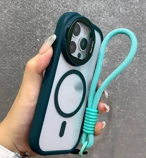 Acrylic anti-fall phone case with lens film bracket and hand rope for iPhone