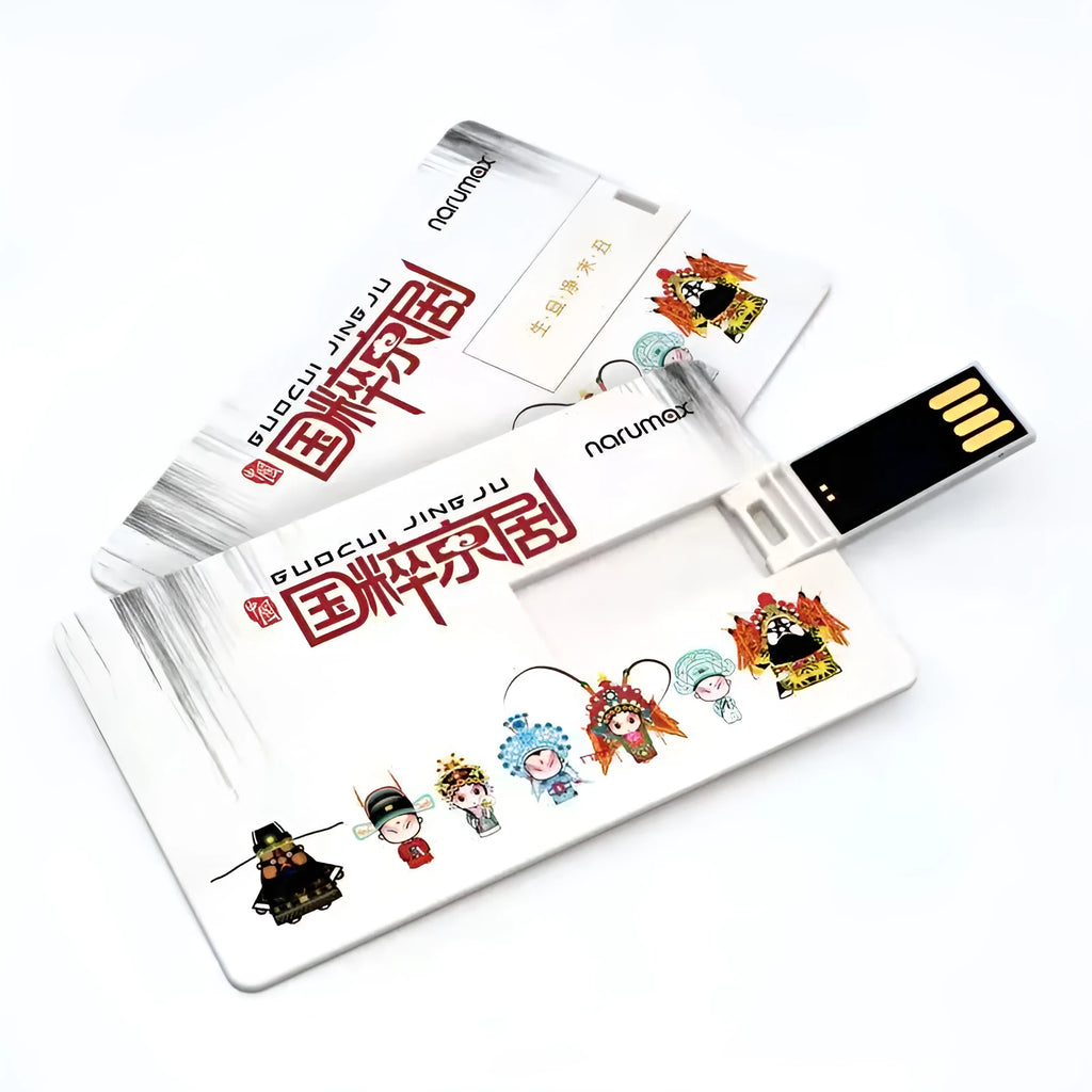 Custom logo USB flash drive in business card shape with plastic shell and USB 2.0 connector