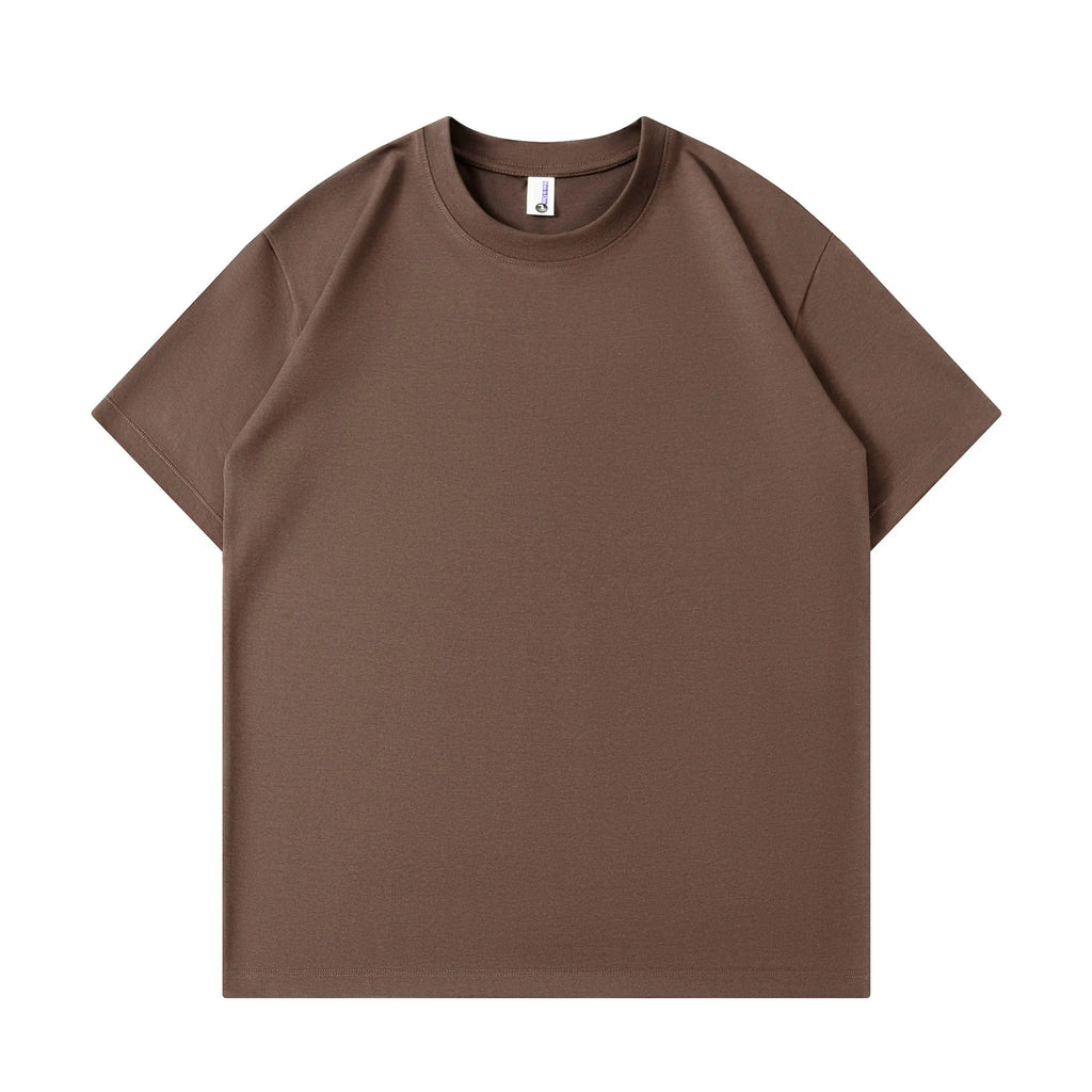 Cotton loose fit short sleeve t-shirt in solid colour with printed design