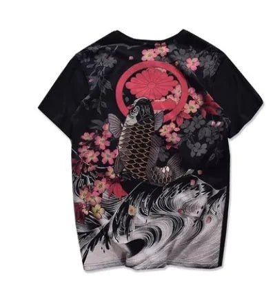 White casual cotton T-shirt with a squid graphic print on the front