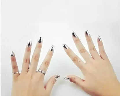 Mirror silver nail polish bottle with stainless-steel ball, water-soluble pure silver paste, base coat and silvery style options