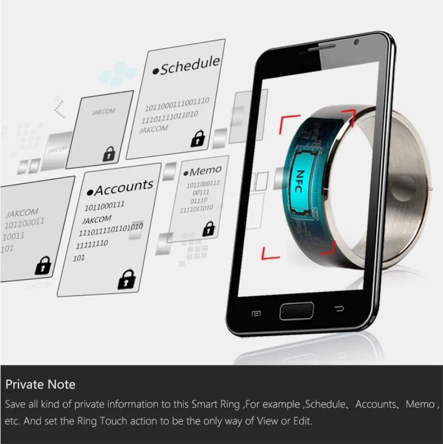 R3F Smart Ring NFC in glazed black enamel finish for contactless payments and digital business card sharing