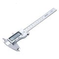 Deli stainless steel digital vernier caliper showing digital display and measuring jaws