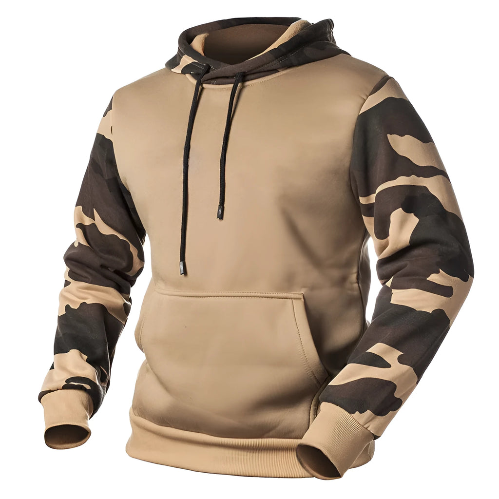 Men camouflage sweatshirt in Army Green with long sleeves and crew neck, 100% polyester