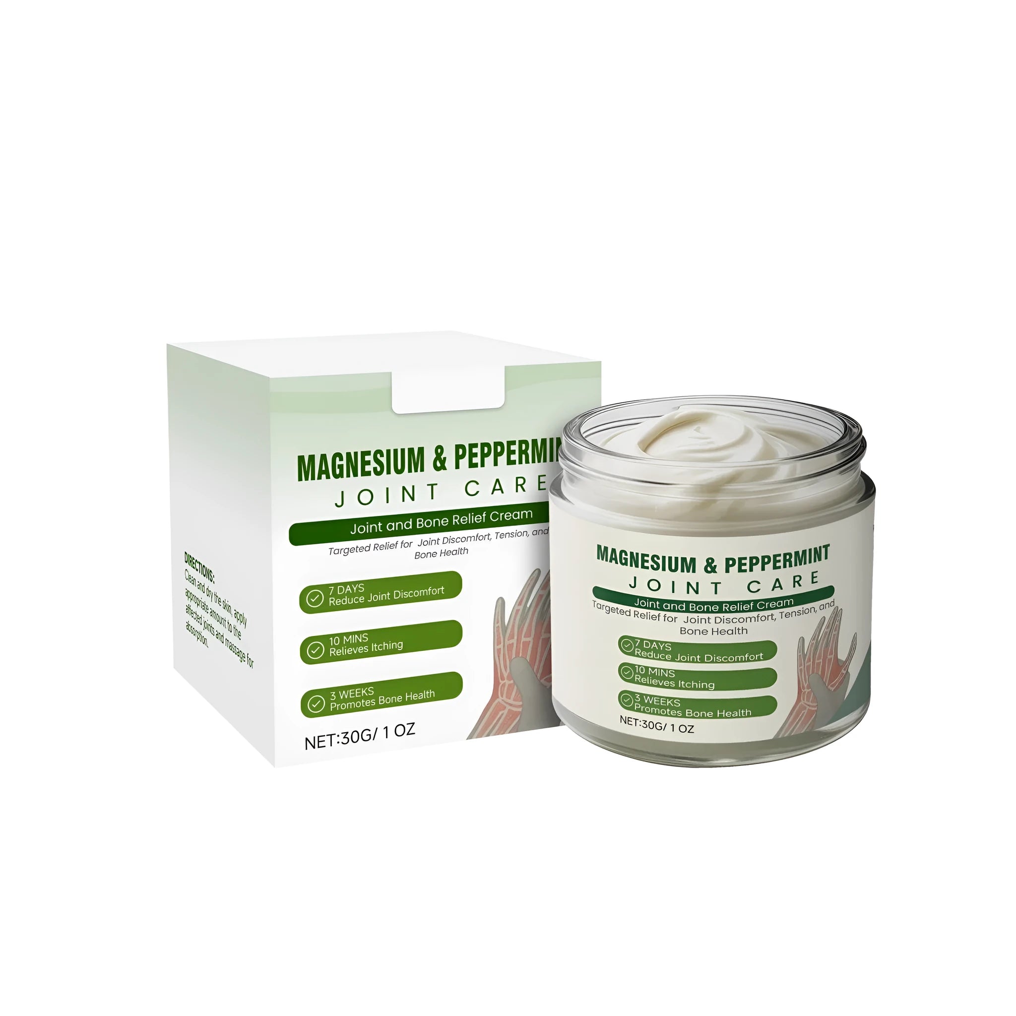 30g jar of joint and bone relief cream with natural ingredients