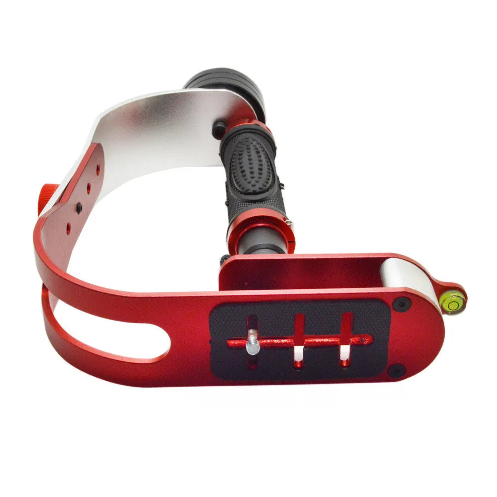 Handheld stabiliser with mini cloud stand for mobile phone and SLR cameras in black and red colours