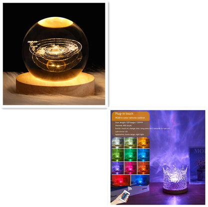 Mesmerizing water ripple ambient night light with rotating projection, 16 color options, and USB charging