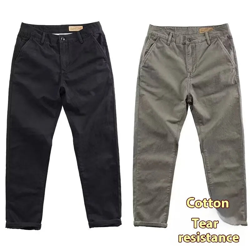 Men's slim fit casual trousers in micro elastic washed fabric with straight leg styling in solid colours