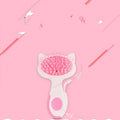 Pink cat hair comb with nylon needles, 7.2cm wide ABS resin body and ABS resin cleaning comb