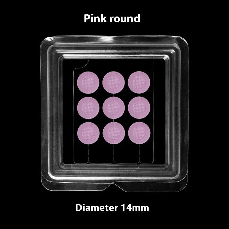 Soluble hyaluronic acid invisible microneedle acne patch sheet with 9 individual 14mm patches.