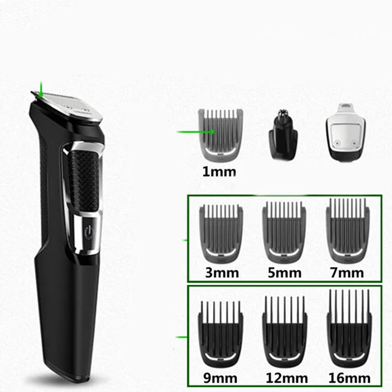 Rechargeable multifunctional nose hair and beard trimmer with cleaning brush