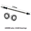 Black 240mm rear solid beam axle kit with two bearings for mountain bike or snowmobile