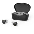 Portable in-ear hearing aid sound amplifier with USB charging, plastic body, colour options