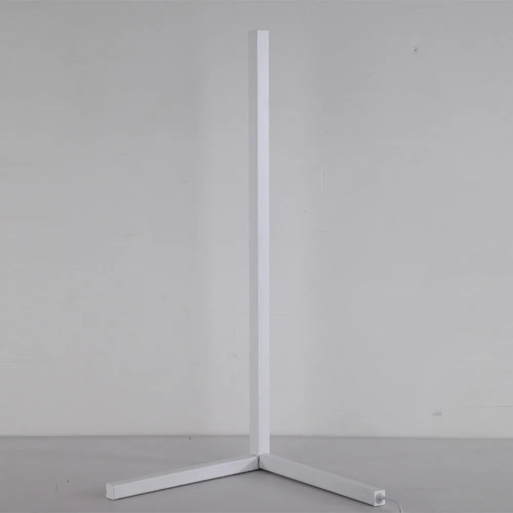 Nordic RGB corner floor lamp with aluminium shade, PVC body, 1.42m height, black stand, remote control