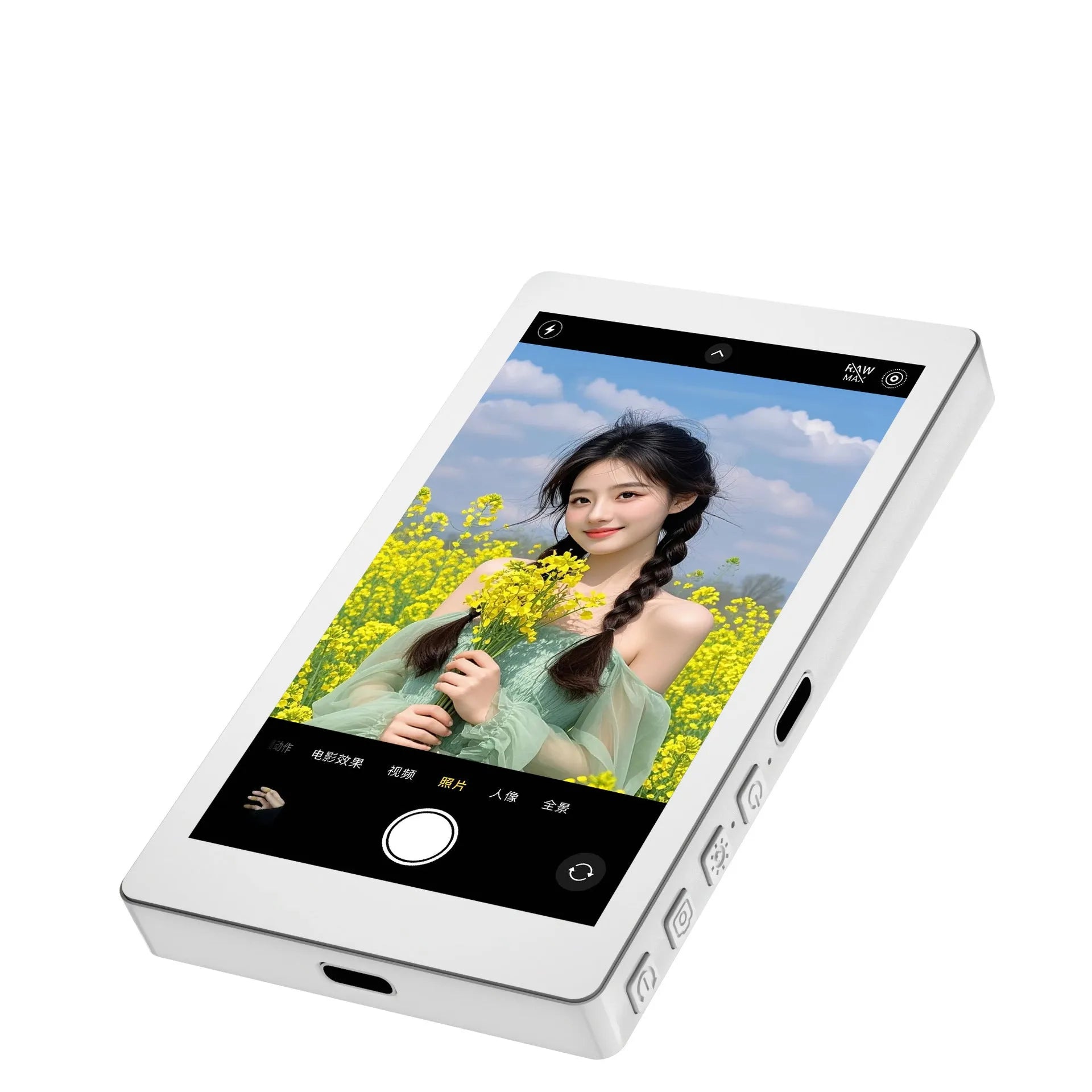 Rear magnetic mobile phone screen projector in black colour showing USB port and compact design.