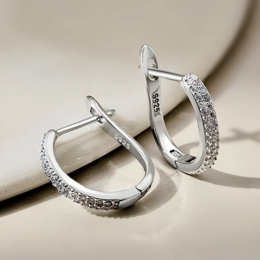 Women's niche fashion 925 silver ear clip with U-shaped geometric design and electroplated finish, colour DY110203 S W WH