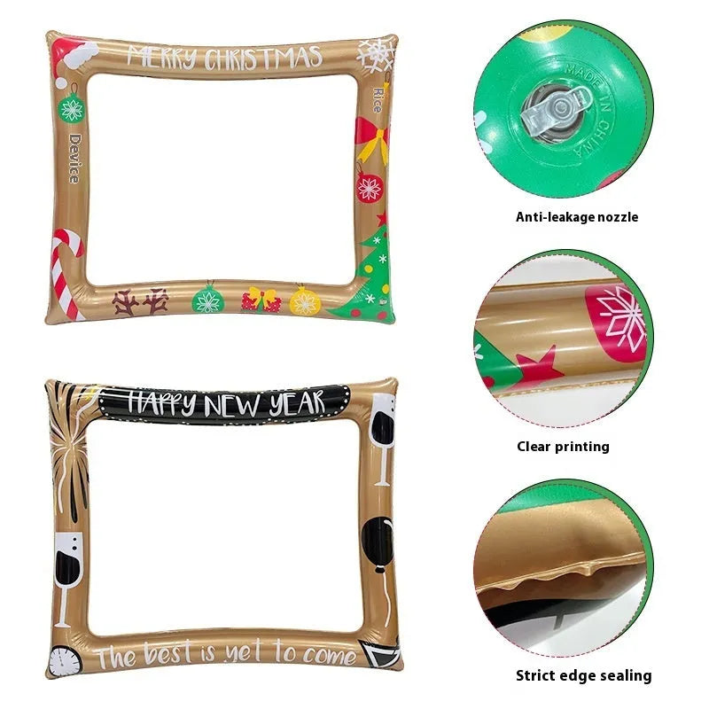Christmas inflatable photo frame prop for holiday pictures and photography