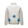 Men's black summer work jacket with multiple ventilation holes for fan attachment.