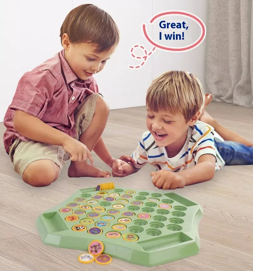 Memory flip chess double battle concentration training educational toy with plastic pieces, 31.5x31.5cm, animal style packaging