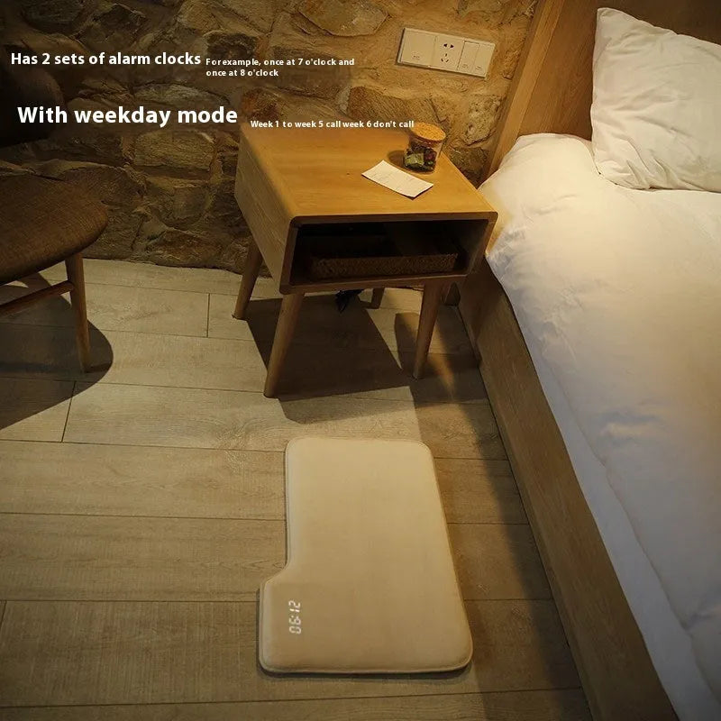 Smart carpet mat alarm clock with cloth velvet shell, 20mm thickness, two size options