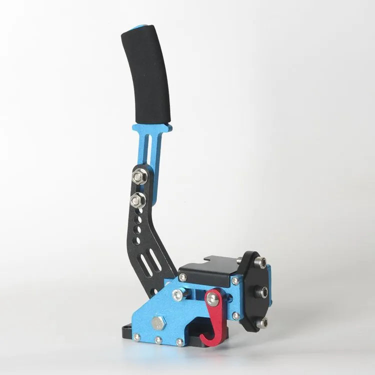 Linear handbrake accessory for G29 and T300 steering wheels in red, black, and blue colour options