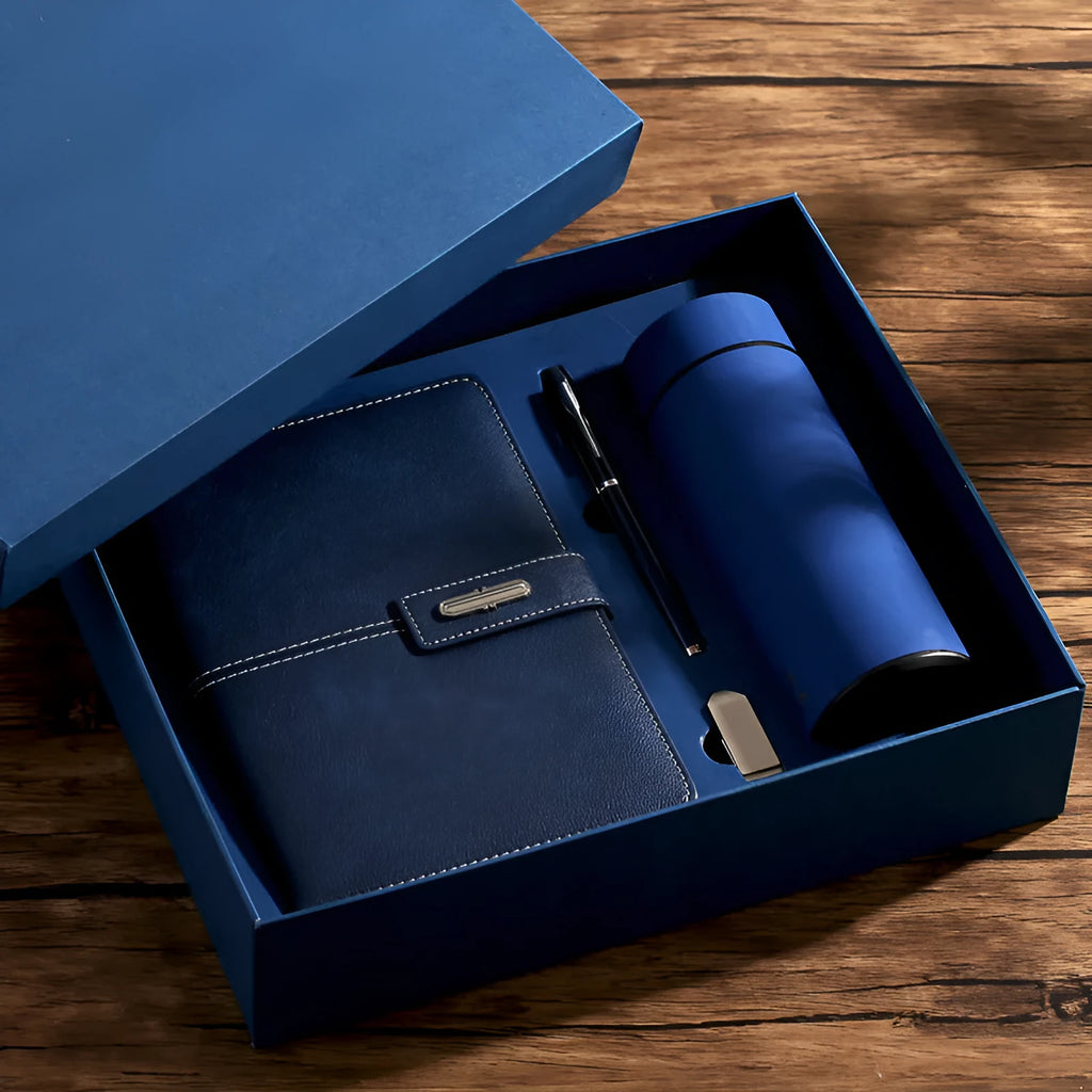A5 notebook with PU leather cover in choice of six colours, showing wood-free paper inside