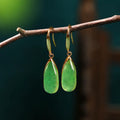 Geometric Chinese style earrings with water droplet design in CP798 jade colour
