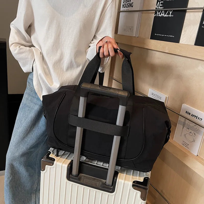 Oxford cloth yoga crossbody bag in beige, black, or brown with one shoulder strap