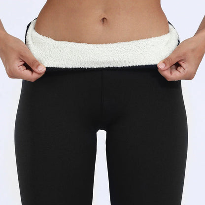 Premium stretch leggings for women featuring a luxurious lamb cashmere blend, thick and warm construction, and a flattering fit.