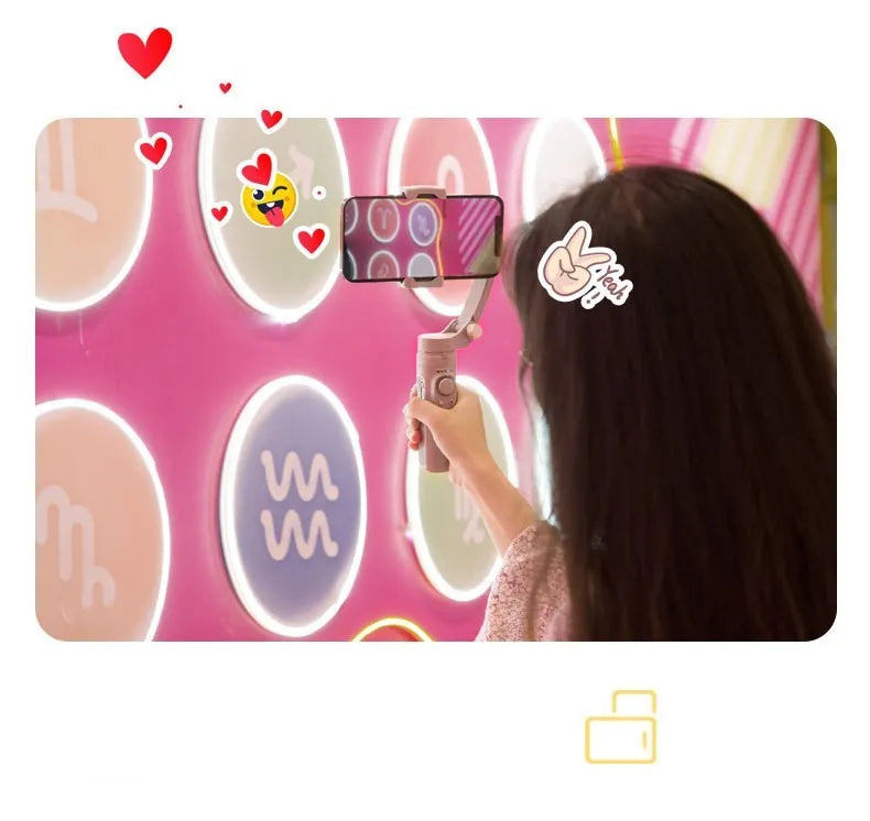 Mobile phone handheld Bluetooth stabiliser with three-axis anti-shaking head and built-in battery