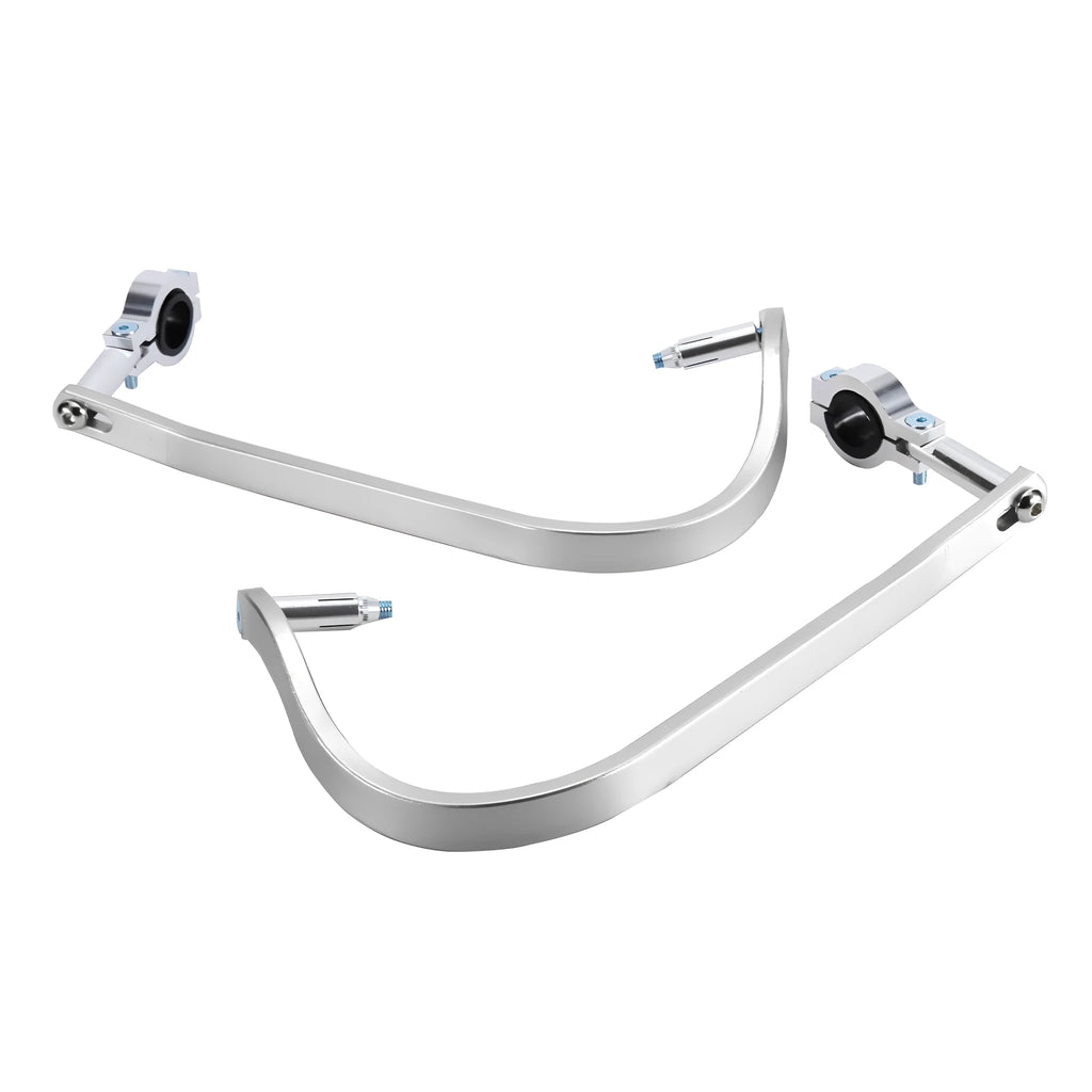 White aluminium alloy motorcycle hand guard anti-drop gauntlet side view
