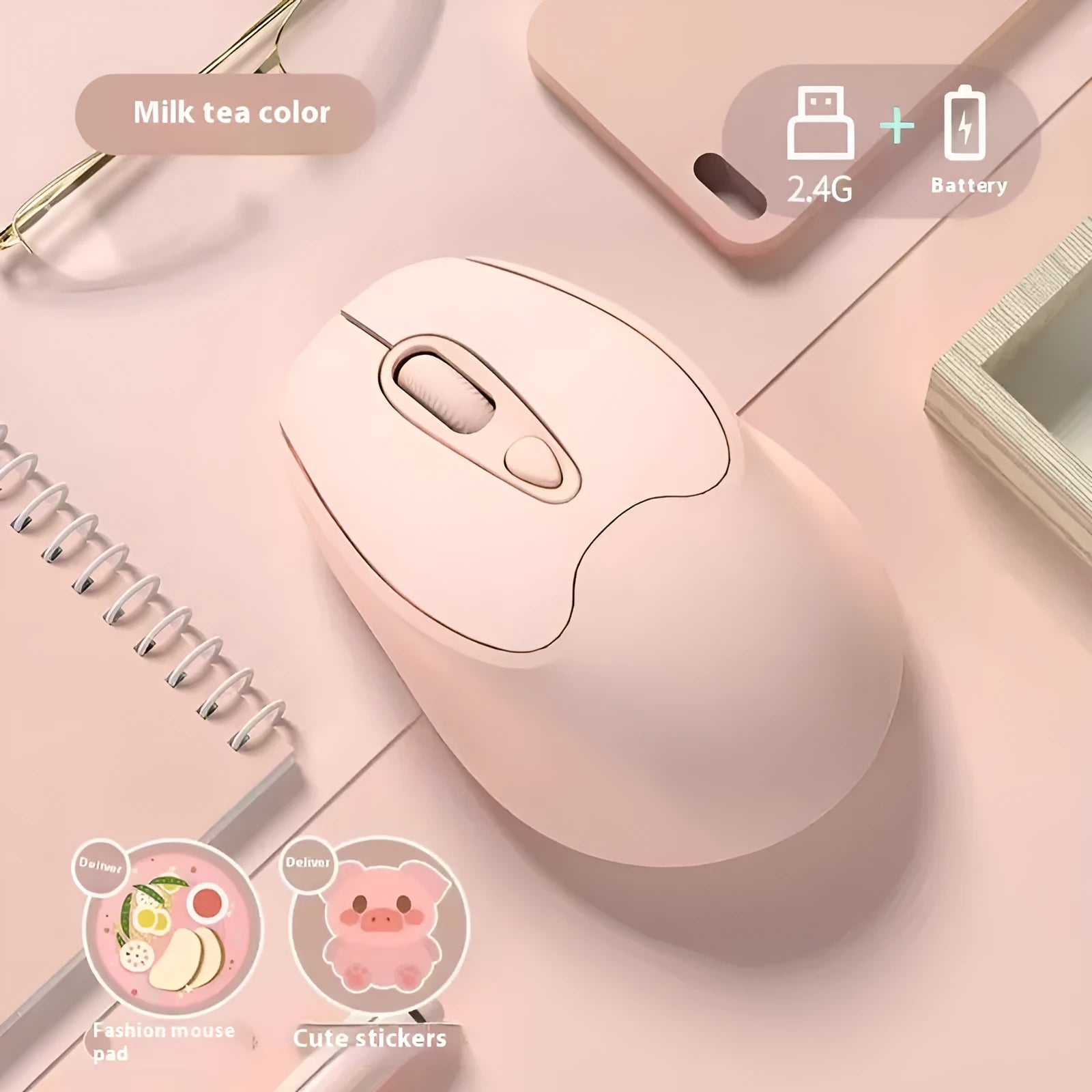 Bluetooth wireless mouse in various colours with charging cable