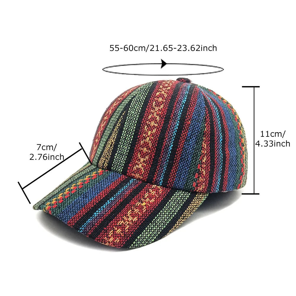 Women's bohemian-style dome crown baseball cap in a solid colour, shown from the side.