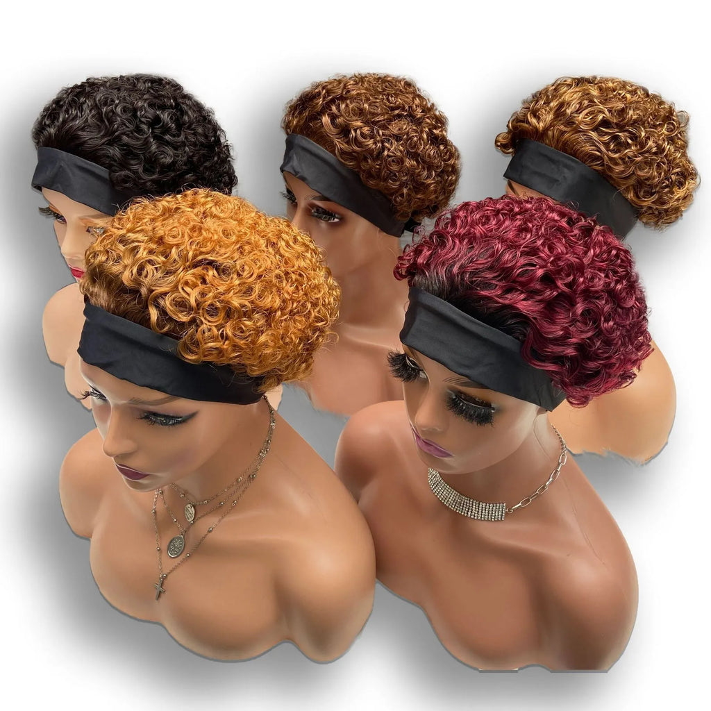 Real human hair wig with Ice Silk Hair Band in ice silk hair band elf style, suitable for ladies any face type