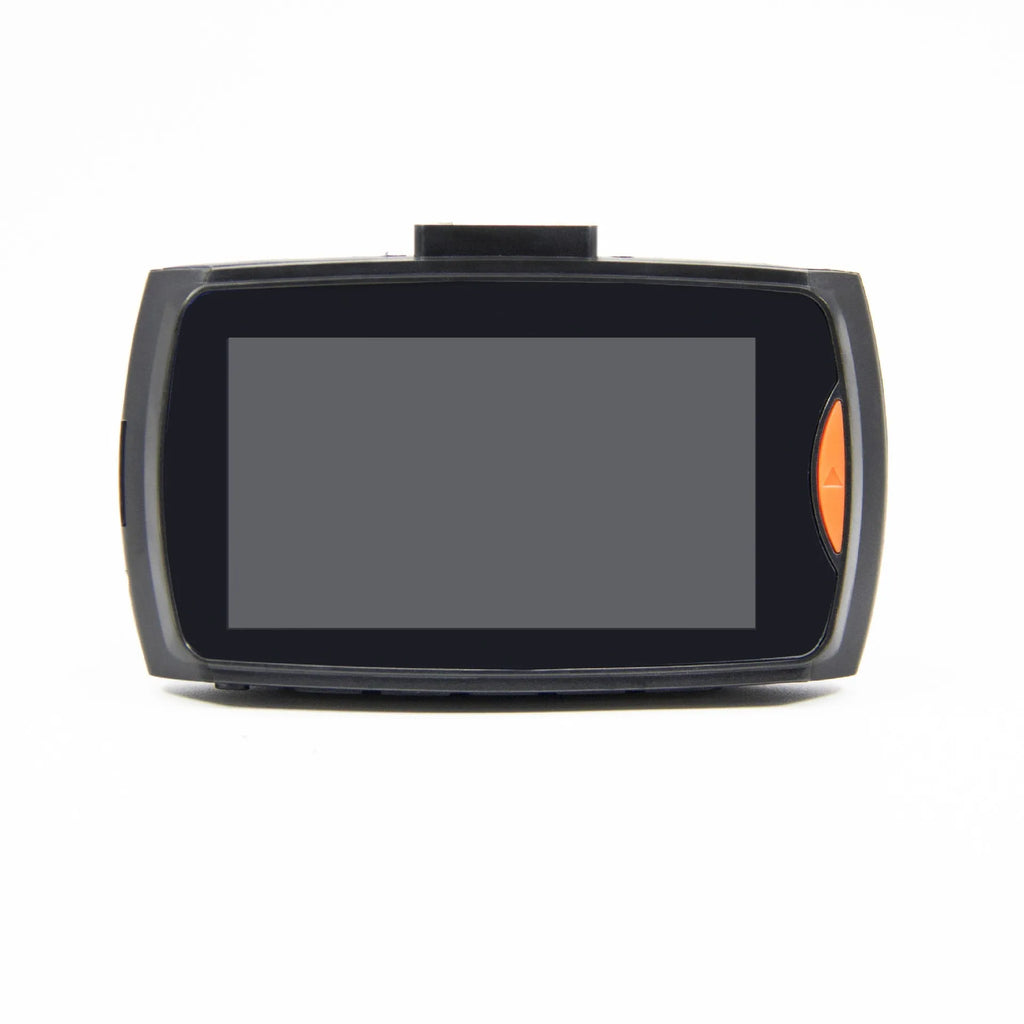 Car DVR dual camera system mounted on windscreen showing front and rear recording capability