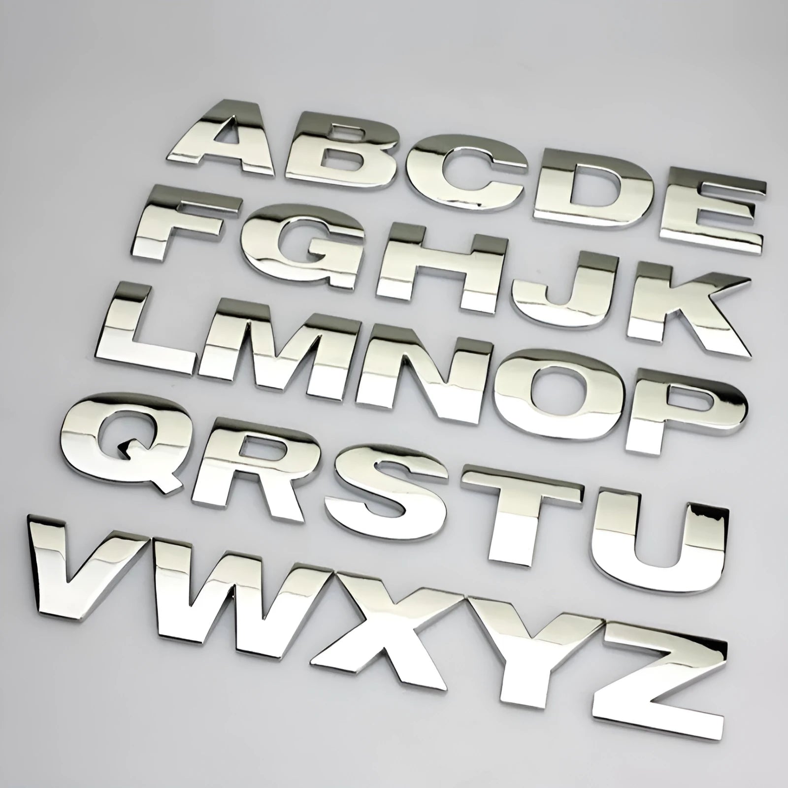 3D metal car bumper sticker letter in zinc alloy construction, approximately 2.5cm tall