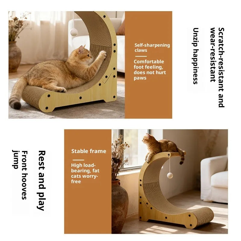 Arc-shaped corrugated paper cat scratching board nest climbing frame with replacement core, pastoral style