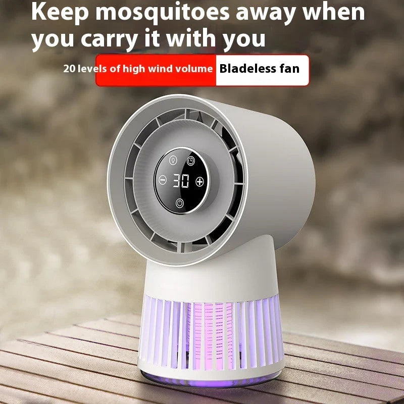 Rechargeable 2-in-1 Mosquito Repelling Mini Desk Fan with Bladeless Fan and Night Light