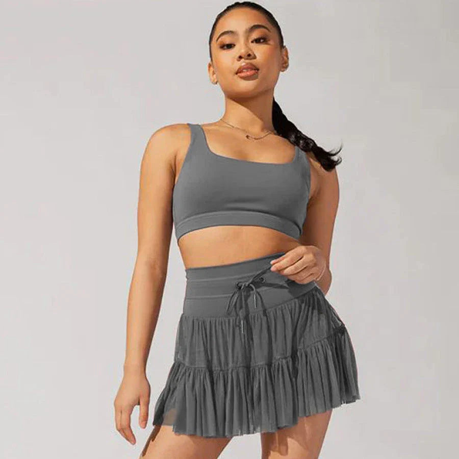 High-Waist Pleated Skirt with Lace-up Design - Stylish and Comfortable Women's Clothing