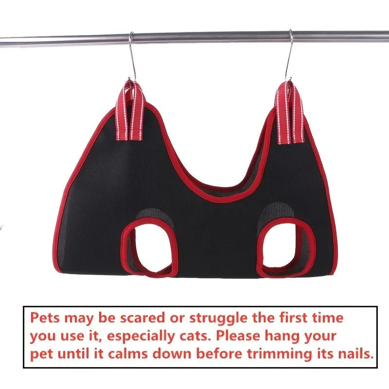 Pet grooming restraint bag hammock hanging for cat or small dog nail trimming and bath