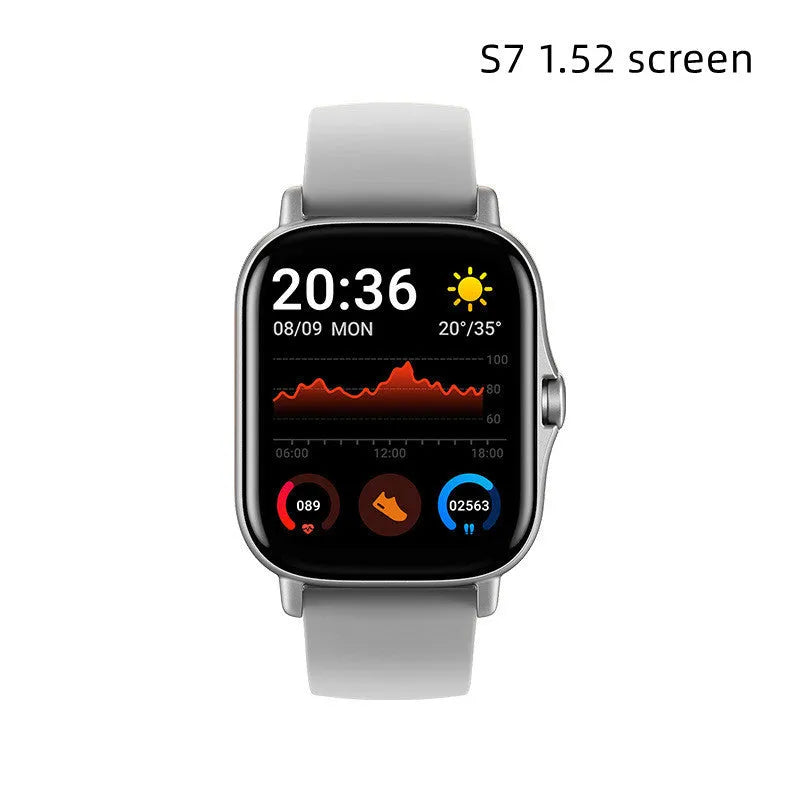 GT20 smart watch with alloy case and silicone band showing heart rate monitoring on 1.75-inch screen