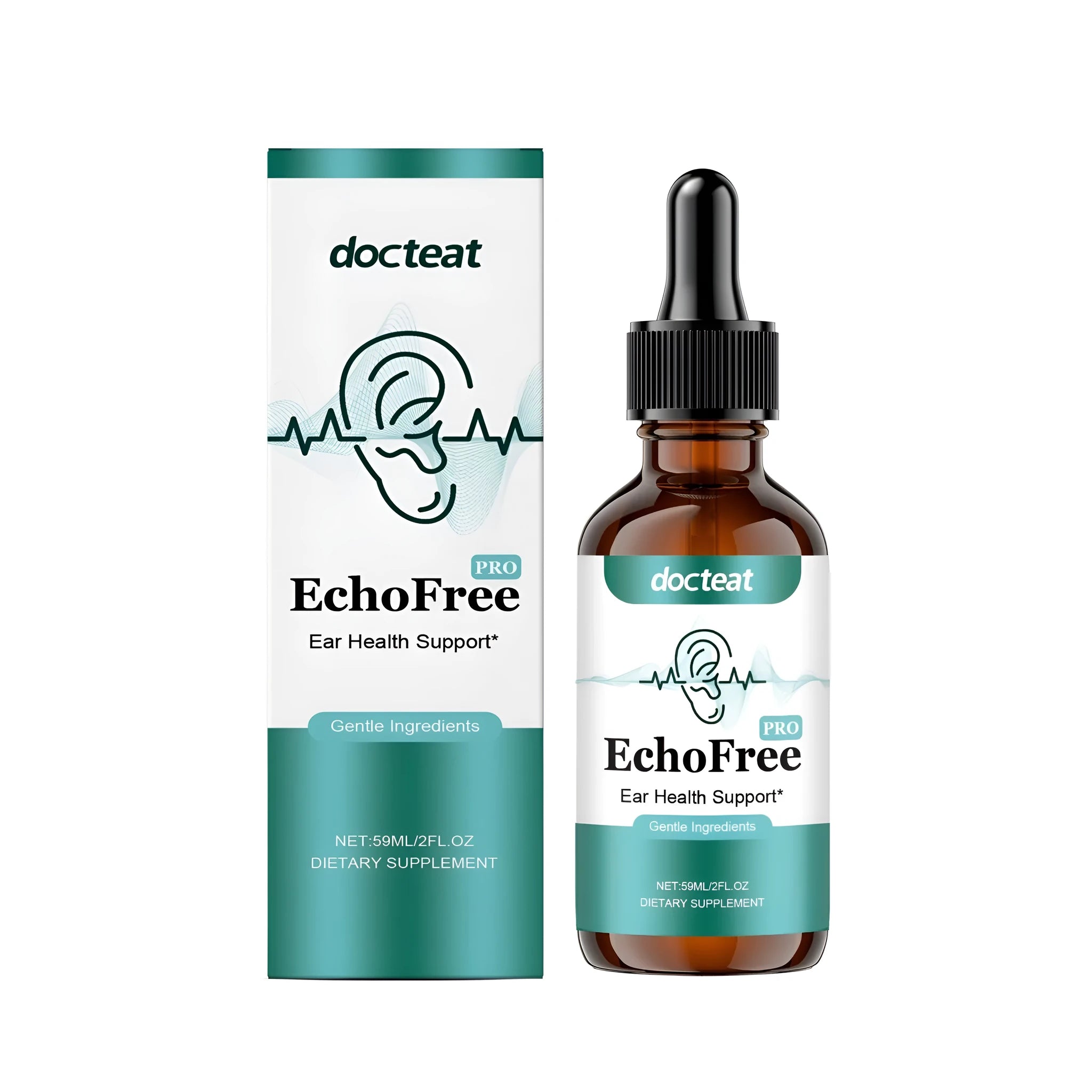 60ml bottle of tinnitus relief drops with a dropper, containing a herbal liquid formula.