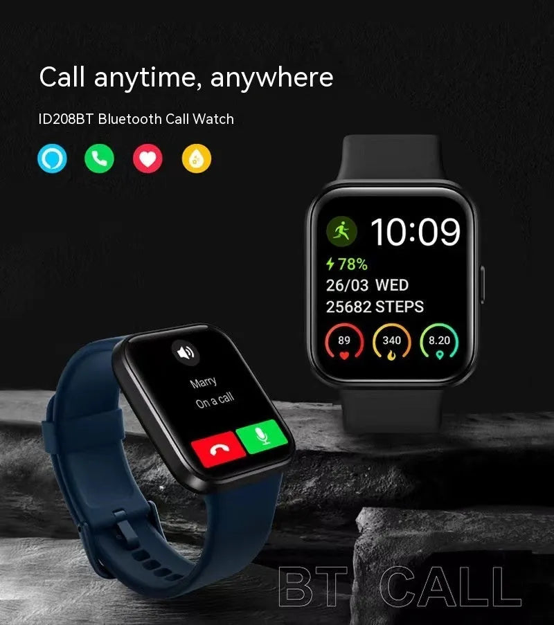 Smart watch with Bluetooth calling functionality in black, blue, green or pink colour options