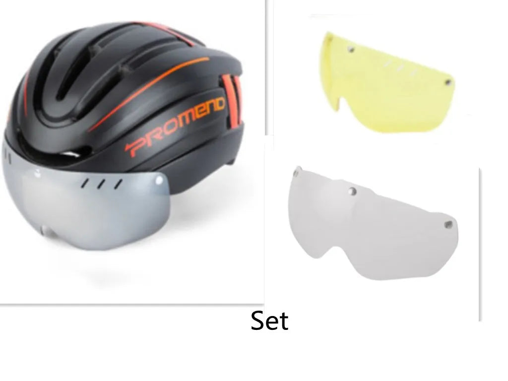 Mountain bike helmet L 57-62cm integral moulding EPS PC with USB rechargeable LED taillight and magnetic glasses lens