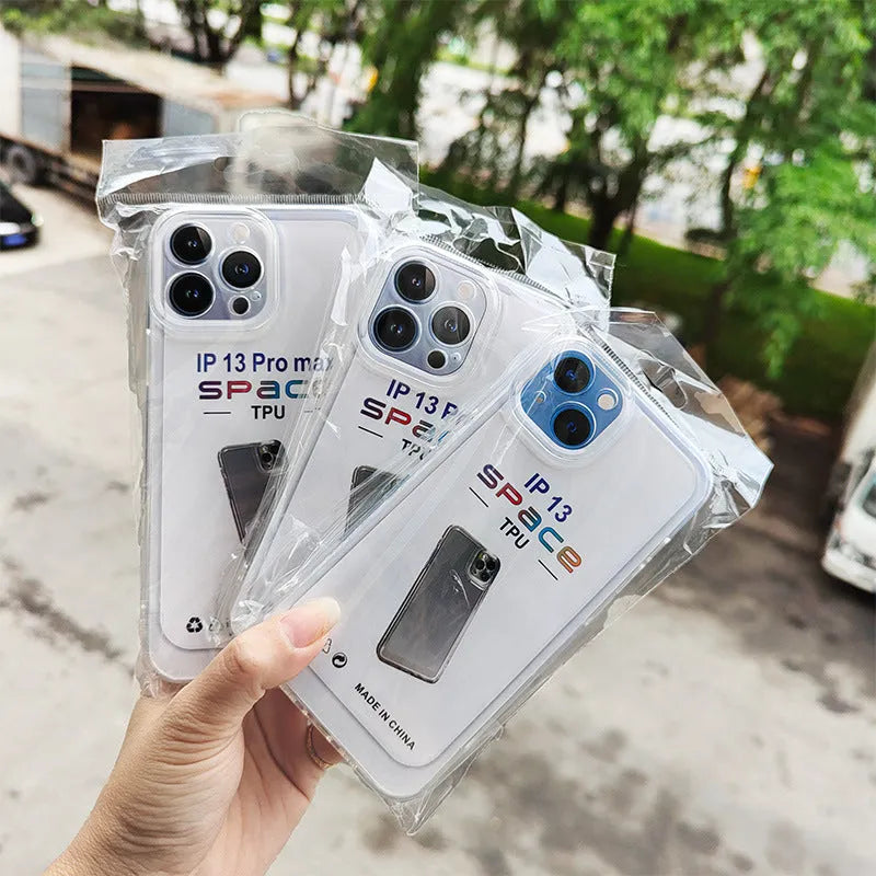 Transparent shockproof TPU phone case for Apple iPhone, back cover, solid Space Shell colour